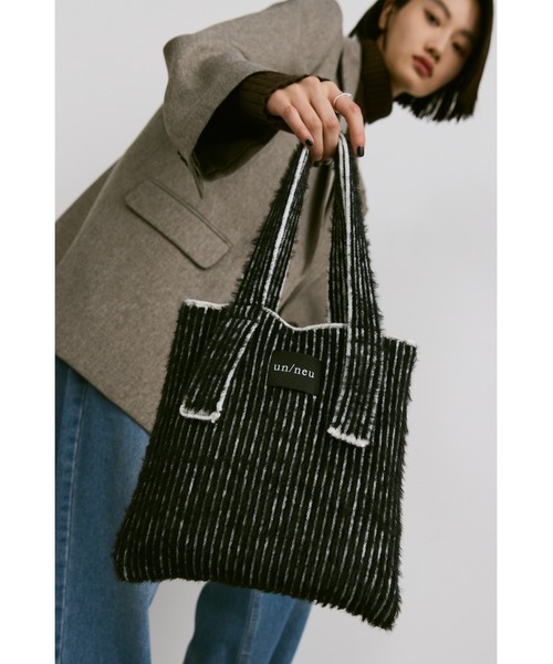 un/neu ハンドバッグ フェザーバイカラーニットバッグ : ZOZOTOWN