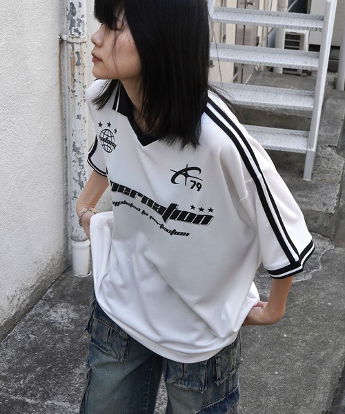 tシャツ 25SS 襟付き半袖サッカーTシャツ ユニフォームライク メンズ