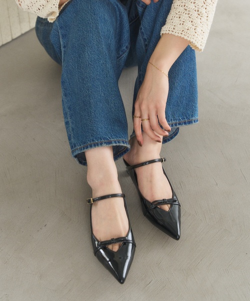 LE TALON（ル タロン） パンプス 3.5cmリボンストラップミュール