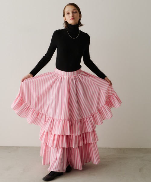 PERNA（ペルナ） スカート ストライプティアードスカート : ZOZOTOWN