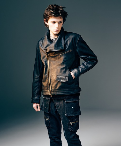 glamb（グラム） 革ジャン ライダース High Neck Leather Jacket