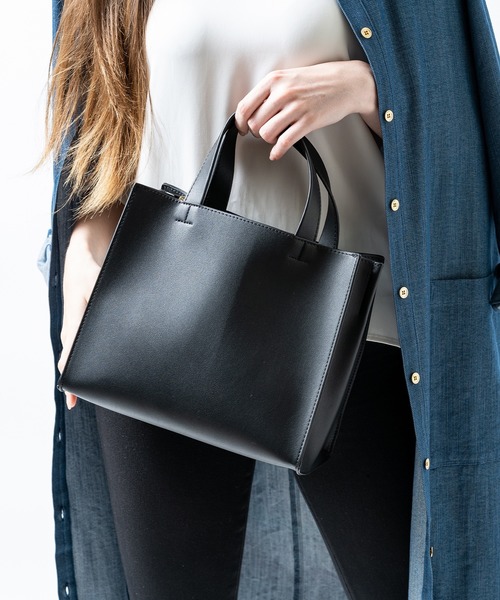 MURA（ムラ） トートバッグ PU(合成皮革) スクエア 高見え ミニ トート