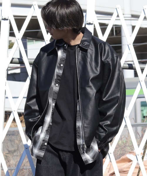 革ジャン ライダース フェイクレザー スイングトップ ブルゾン