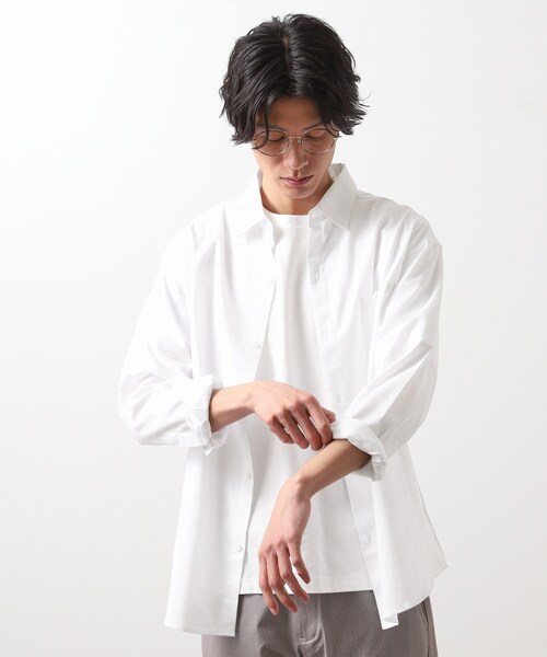 THE SHOP TK シャツ 綿麻ポリCOOLMAX（R）長袖シャツ メンズ