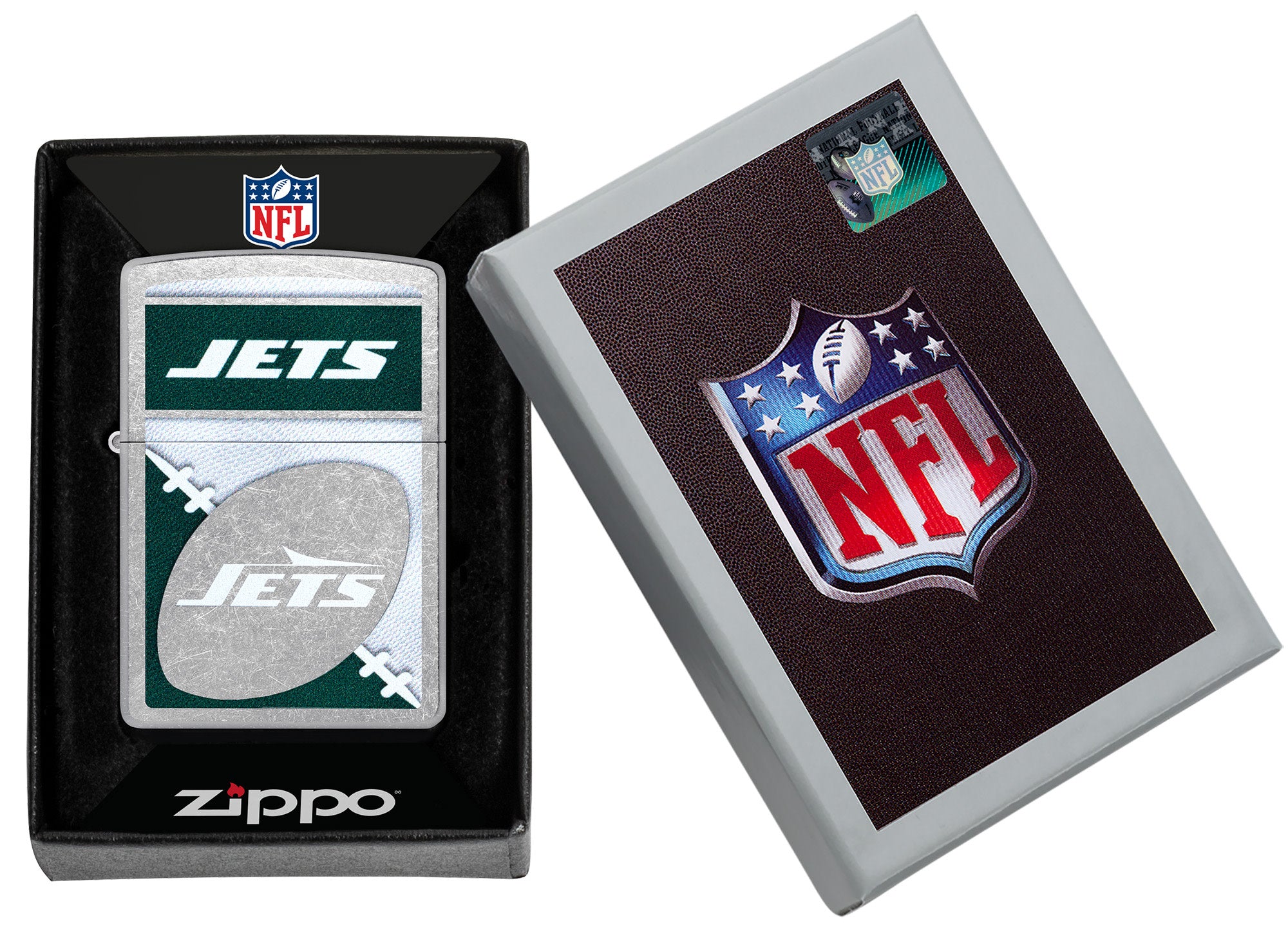 Zippo NFL New York Jets Chrome Logo Design Street Chrome Windproof