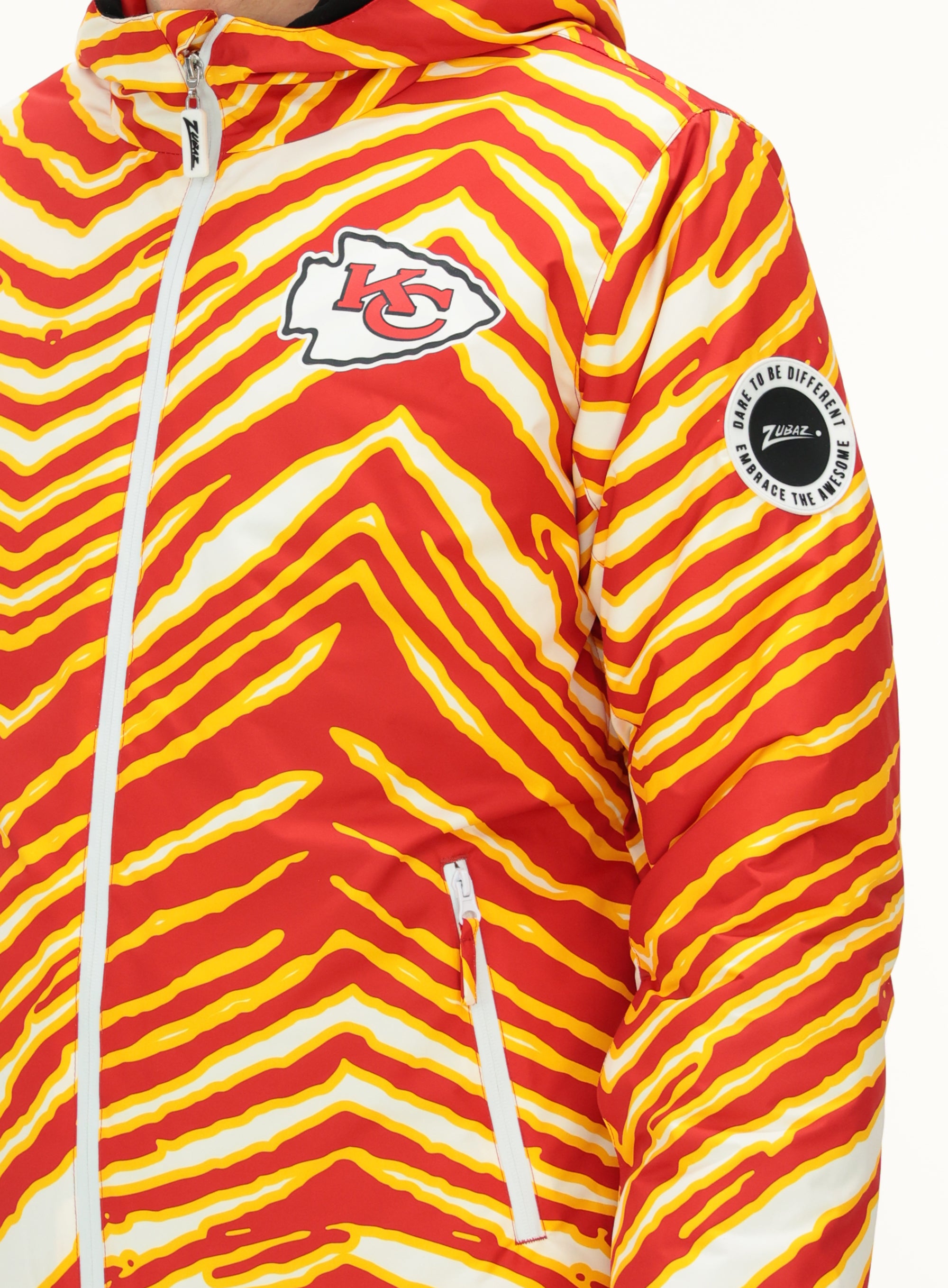 Zubaz NFL Adult Unisex Zebra Team Color Bleacher Blazer Snow Jacket, K