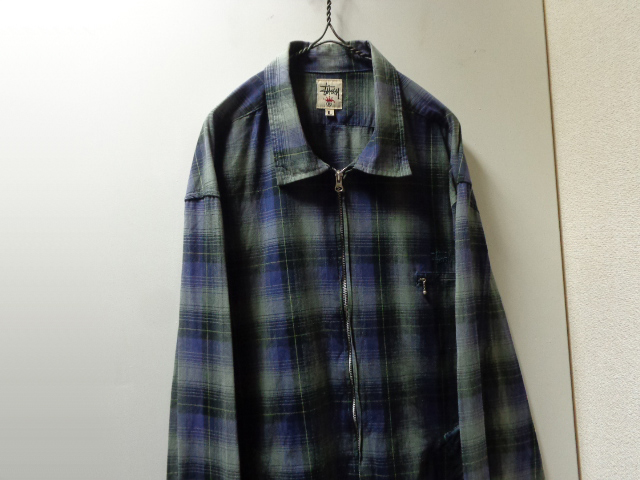 90'S OLD STUSSY OMBRER CHECK PATTREN ZIP UP COTTON JACKET