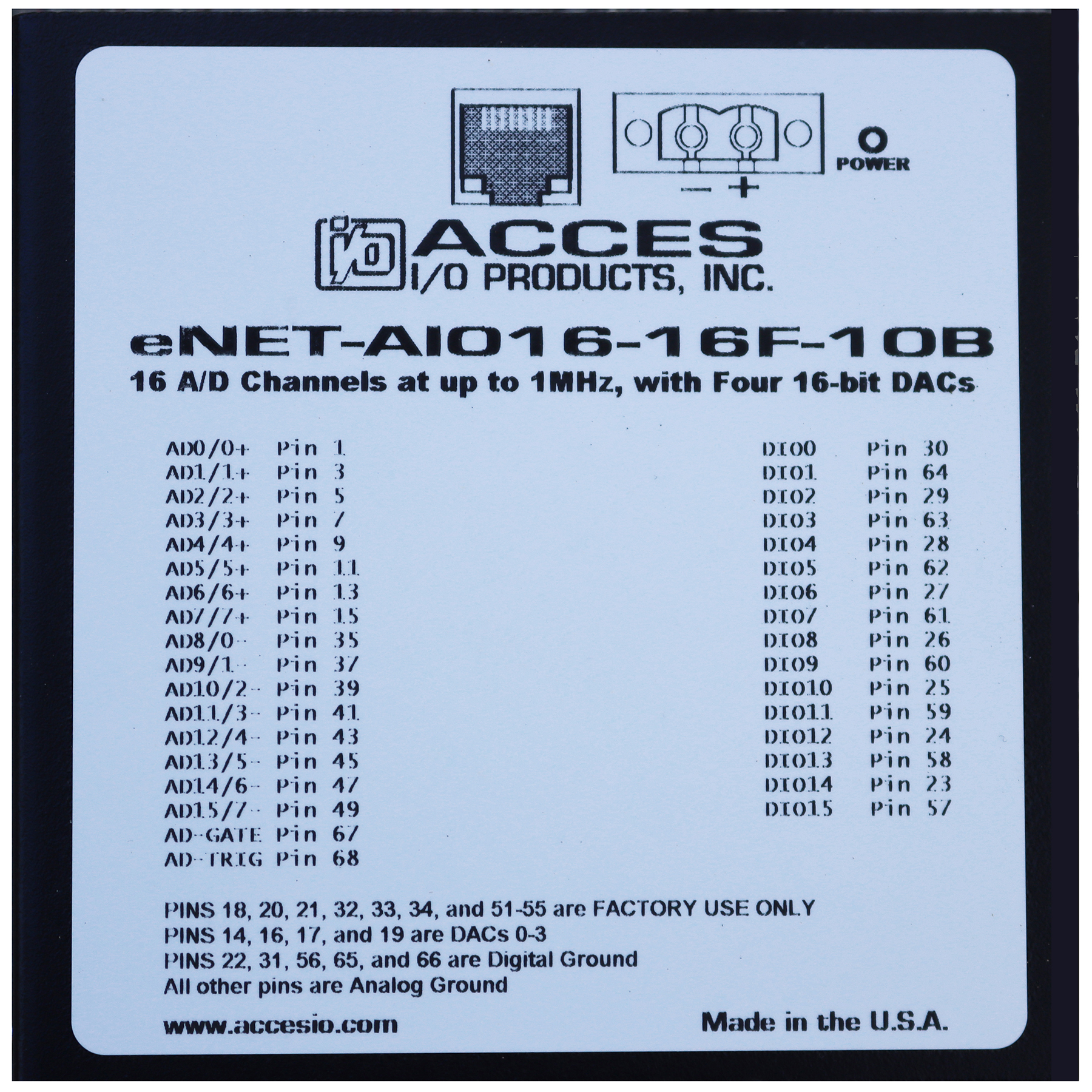 Multifunction Ethernet DAQ Analog and Digital I/O
