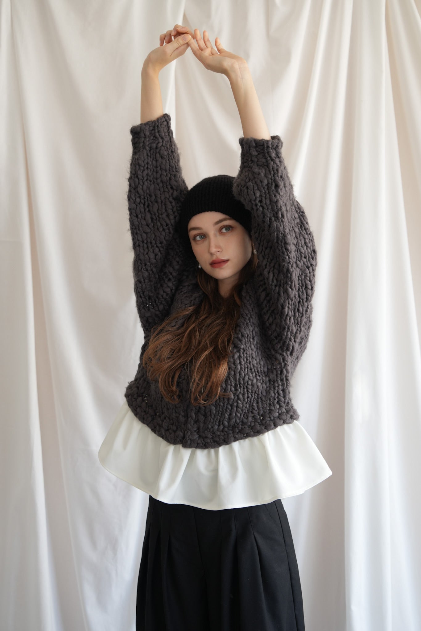 frill hand knit cardigan – Acka online store