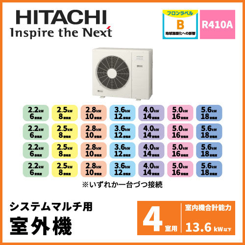 RAC-80M4SD 日立 マルチ用室外機【4室用 計13.6kWまで】 | 業務用