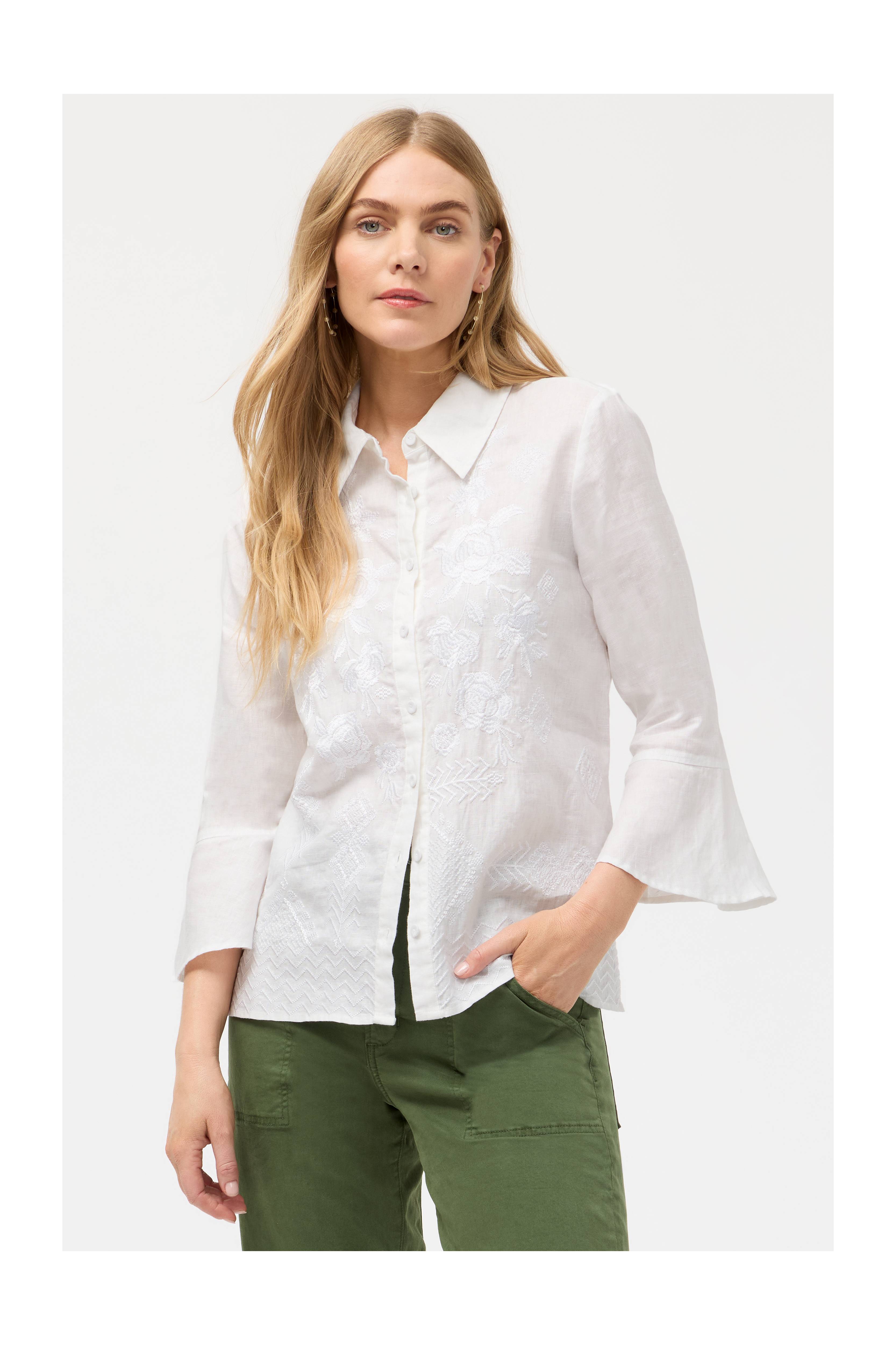 Buy RUFFLE SLEEVE SHIRT | Johnny Was