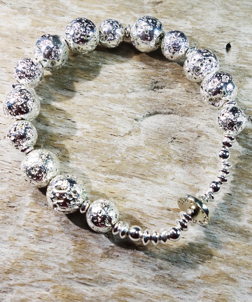 LAVA ＆SILVER BRACELET (溶岩＆シルバーブレスレット)｜COLOR-SILVER