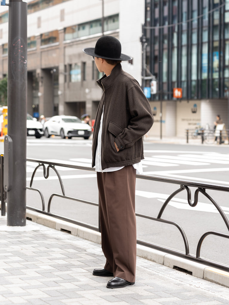 ULTERIOR / WOOL SILK KERSEY ZIP UP JKT -KHAKI BLACK- aIbn公式通販