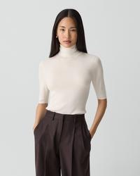 White Regal Wool Leenda Short-Sleeve Turtleneck | Theory