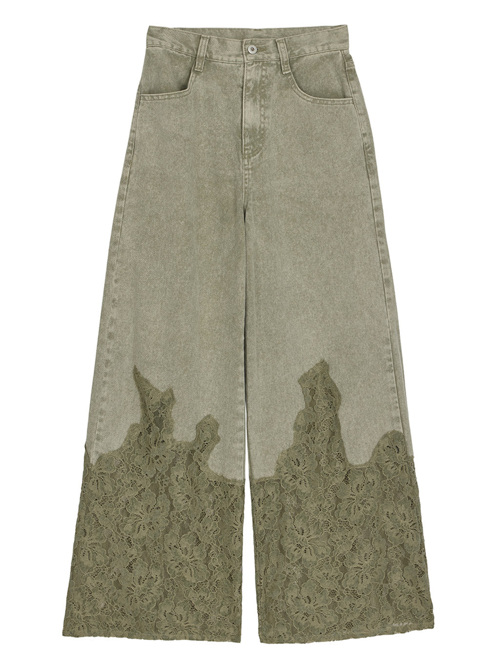 LACE DOCKING FADE DENIM PANTS