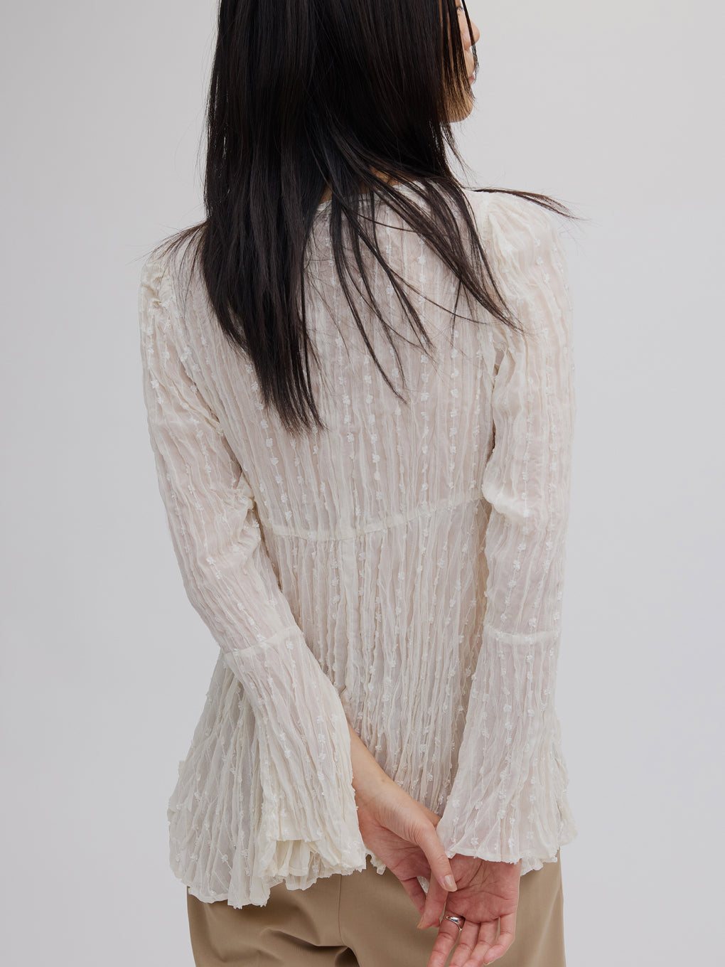 TULLE FRINGE WASHER BLOUSE