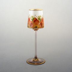 ボヘミア地方ガラス工房「ボヘミアガラス：花文様ワイングラス