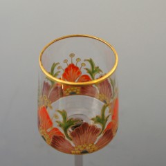 ボヘミア地方ガラス工房「ボヘミアガラス：花文様ワイングラス