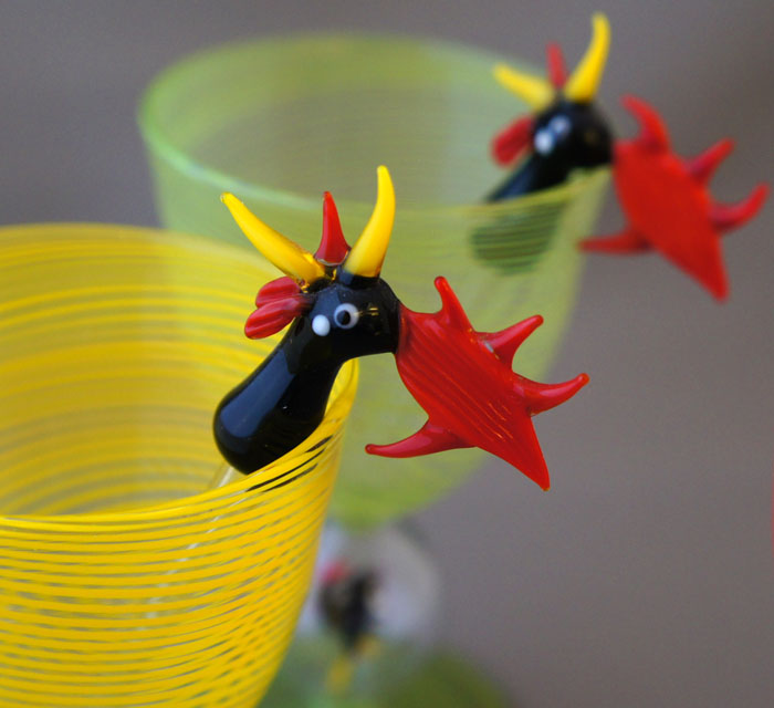 ビミニ「にわとりワイングラス マドラー付き」《アンティックかとう》