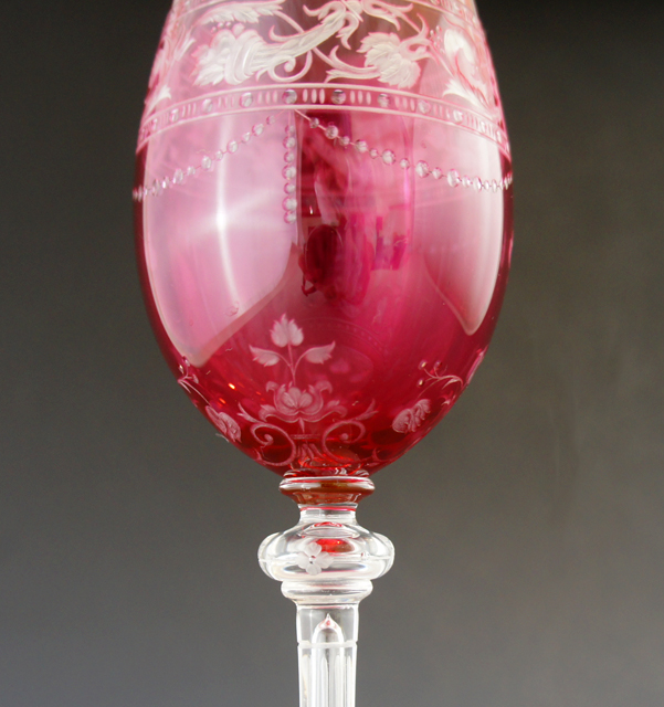 オールドバカラ「ボーヌ BEAUNE グラス 高さ20cm (赤被せガラス