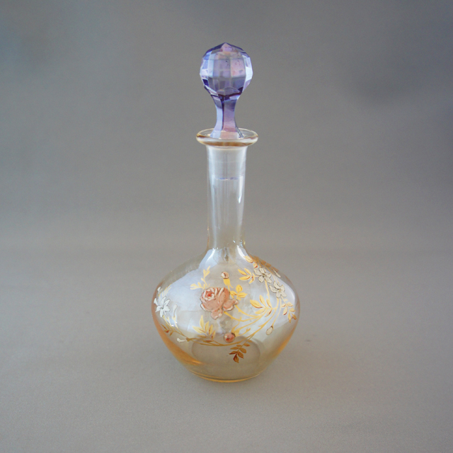 オールドバカラ「ラスター彩色薔薇文様香水瓶」《アンティックかとう》