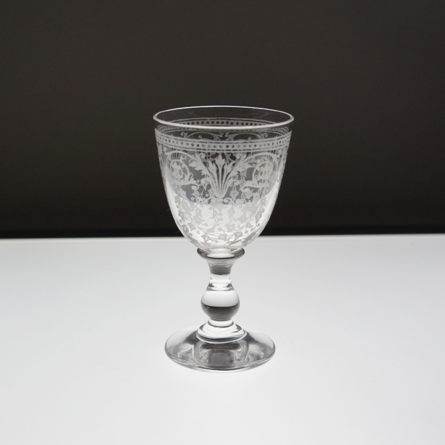 オールドバカラ「エッチング文様(ステム付) リキュールグラス 高さ7cm