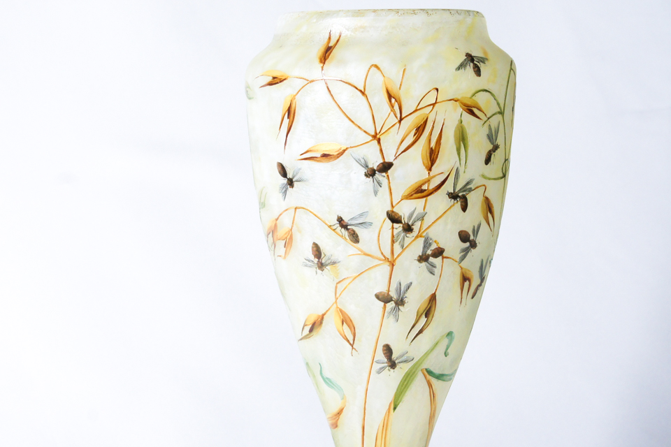 ドーム・ナンシー「蜂に燕麦文花瓶」《アンティックかとう》