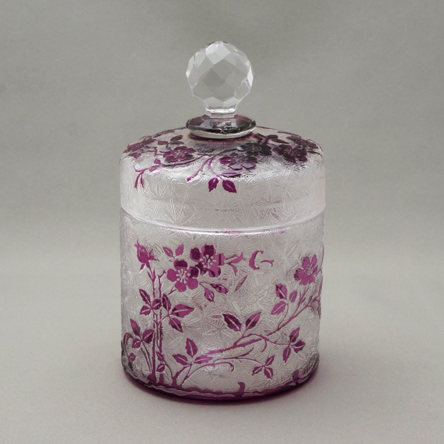 オールドバカラ「エグランチェ E'GLANTIER ボンボニエール（紫色ガラス