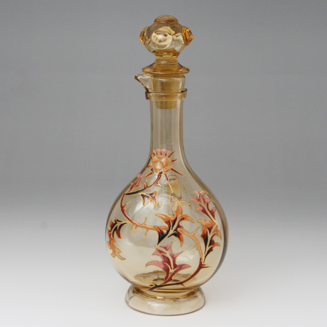 エミール・ガレ「薊にロレーヌ十字片口リキュールボトル （A