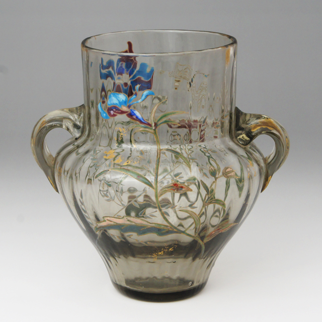 エミール・ガレ「蜻蛉にアイリス文双耳花瓶」《アンティックかとう》