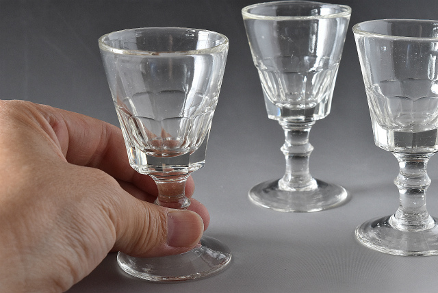 アンティークカットガラス リキュールグラス 食前酒グラス 3客セット