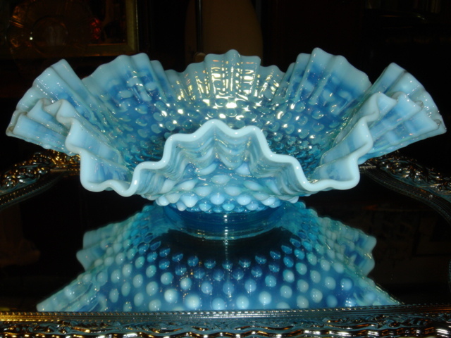 FENTON フェントン ホブネイル ブルーオパールセント コンポート