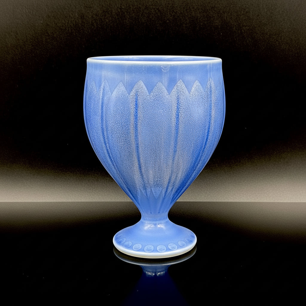 人間国宝 中田 一於 作 九谷焼 釉裏銀彩 焼酎呑 陶器グラス #43