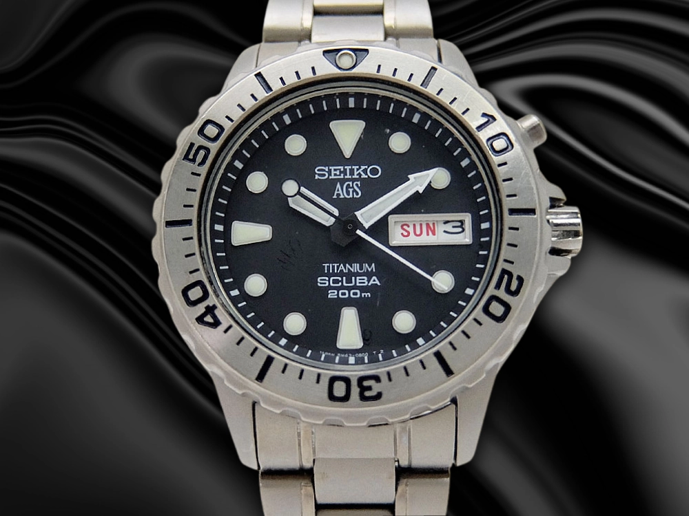 JA-2750| セイコー AGS スキューバ 200M 5M43-0A60 オールチタン 回転