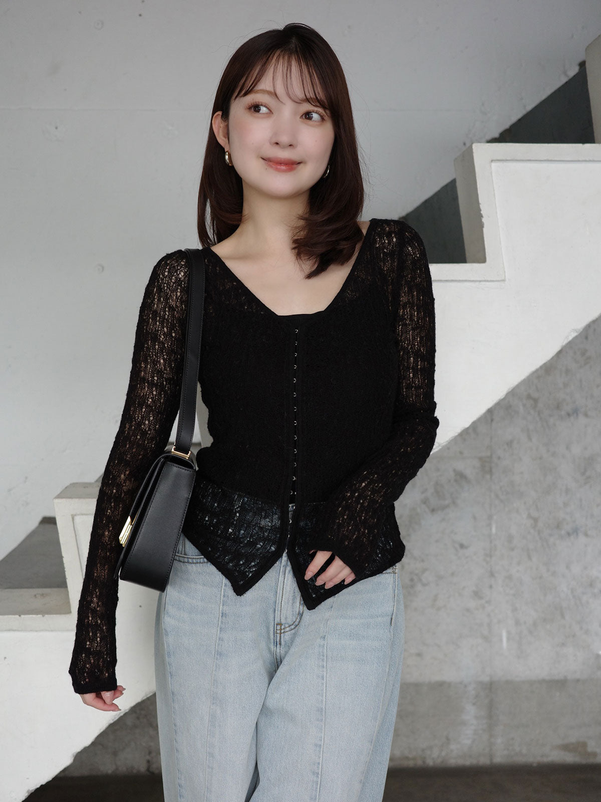 ウールレースニットトップス