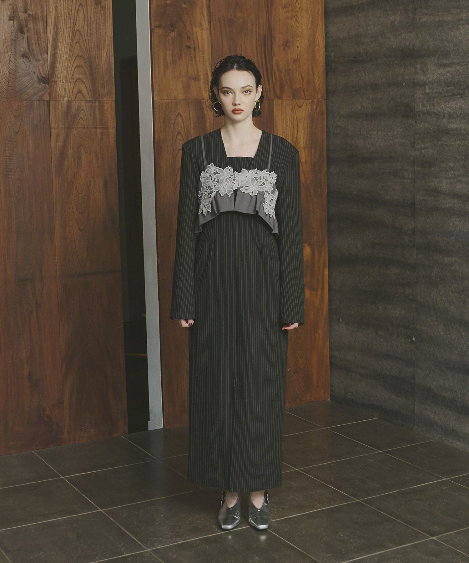 pinstripe tailored bustier dress | ANDRESD