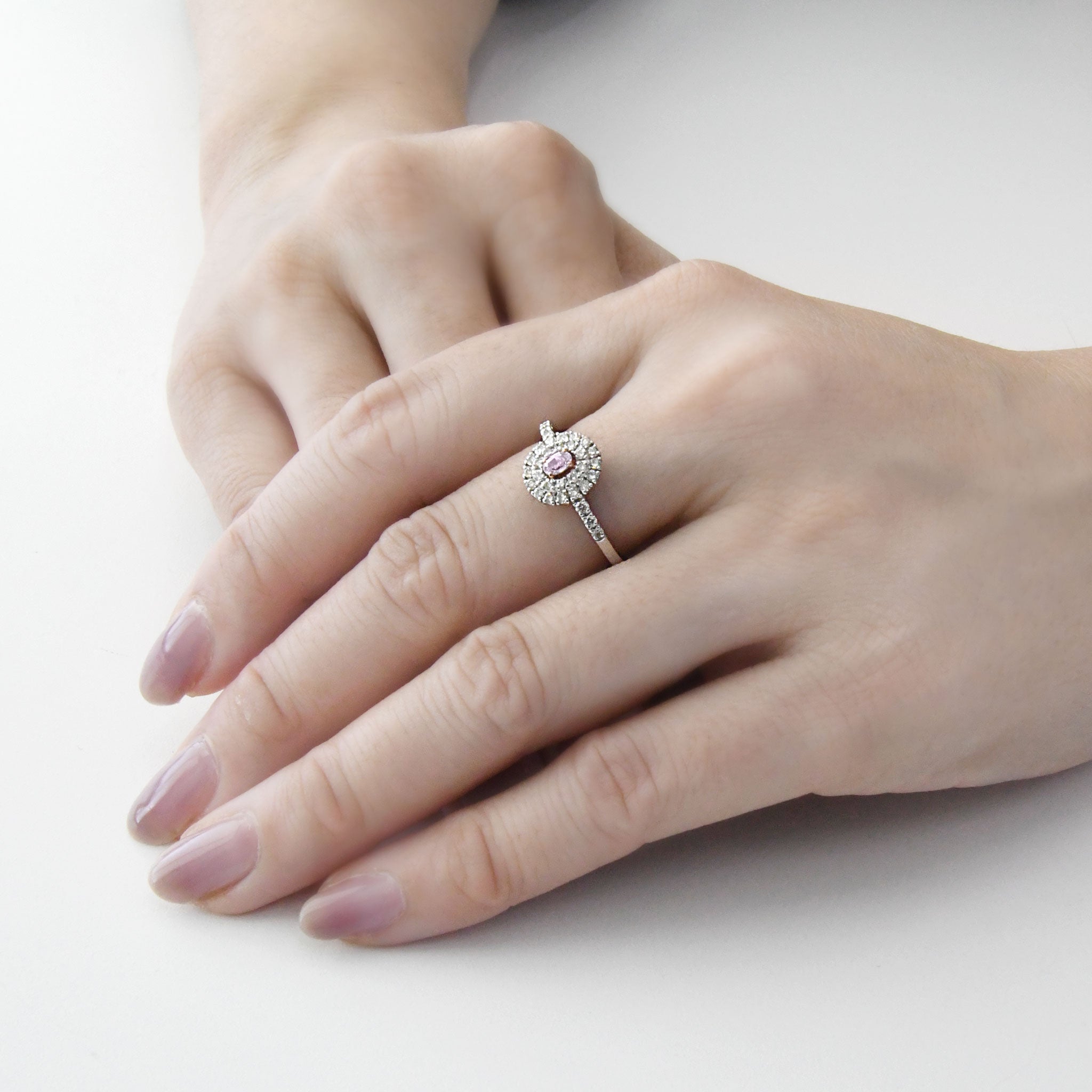 ピンクダイヤリング 天然 FANCY LIGHT PURPLE PINK Pt950 プラチナ