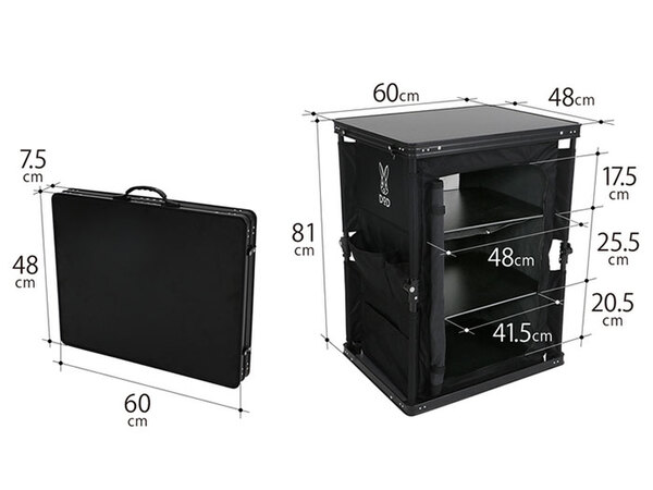 キャンプギアや調理道具が入る！ ワンタッチで組み立てる収納棚