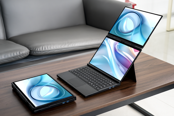 ASCII.jp：世界初18型OLEDディスプレーを持ち歩ける!! 2画面ノート