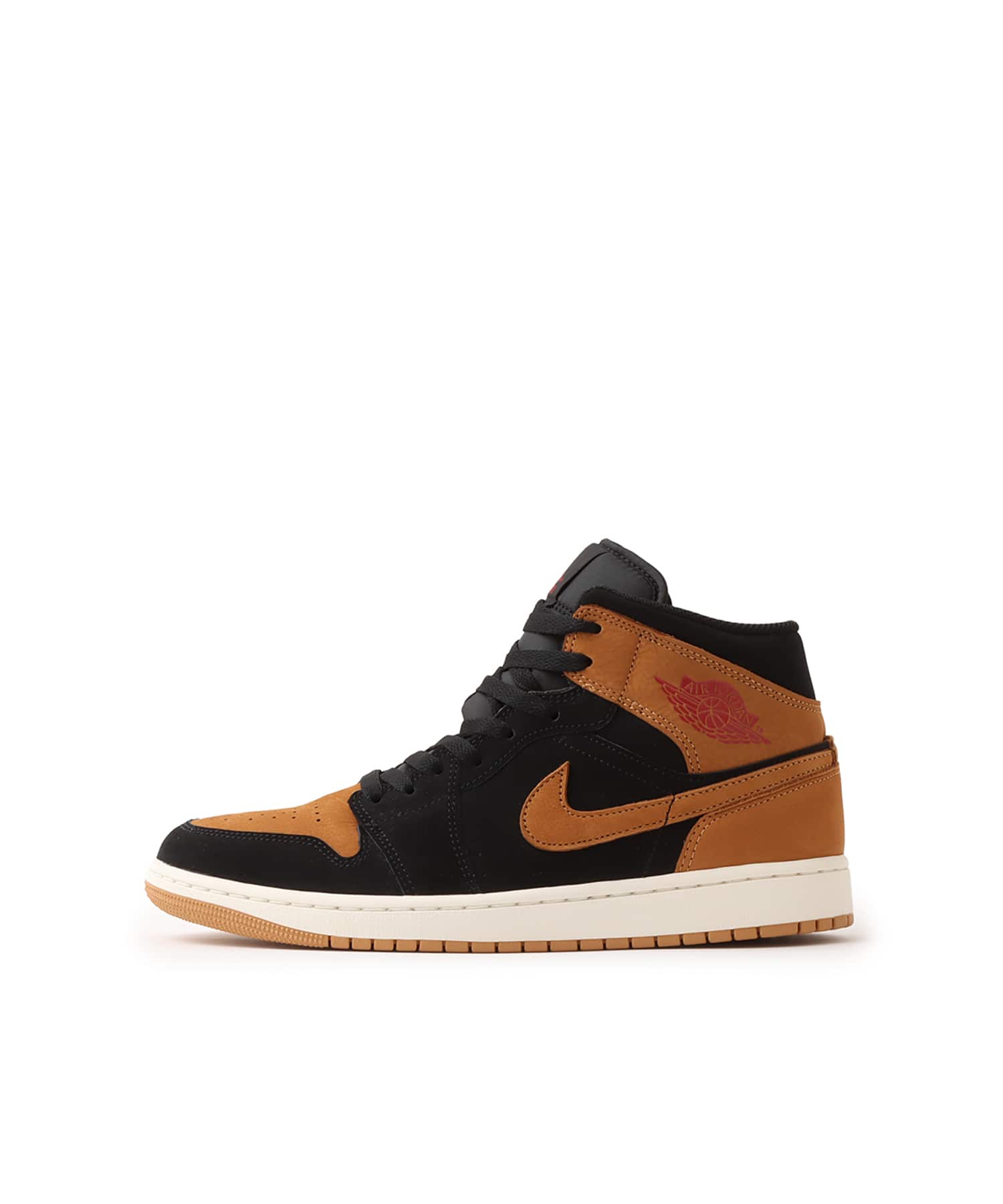 JORDAN BRAND AIR JORDAN 1 MID SE BLACK/FLAX-VARSITY RED-SAIL