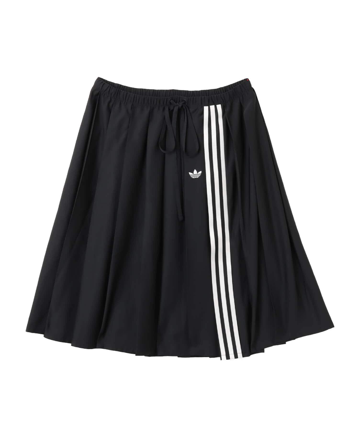 adidas RIBBON PLEATED MAXI SKIRT ブラック（アディダス リボン
