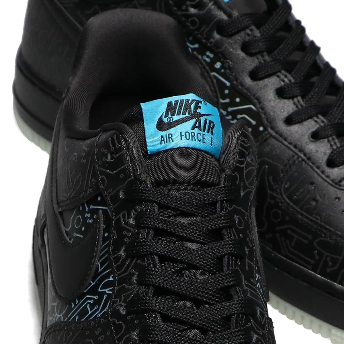 NIKE AIR FORCE 1 '07 BLACK/BLACK-LT BLUE FURY 21FA-I（ナイキ エア