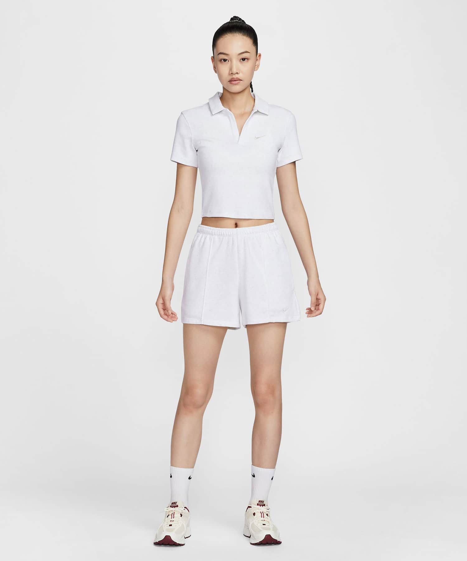 NIKE AS W NSW ESSNTL SS POLO CRP TO BIRCH HEATHER/LT OREWOOD BRN