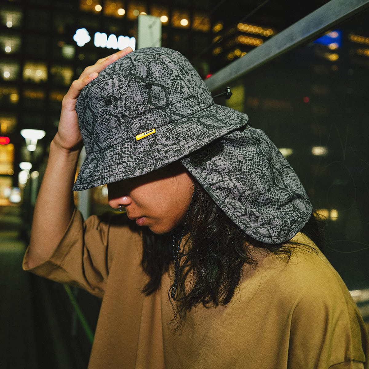 GRIP SWANY × atmos SUNSHADE HAT PYTHON GREY（グリップスワニー