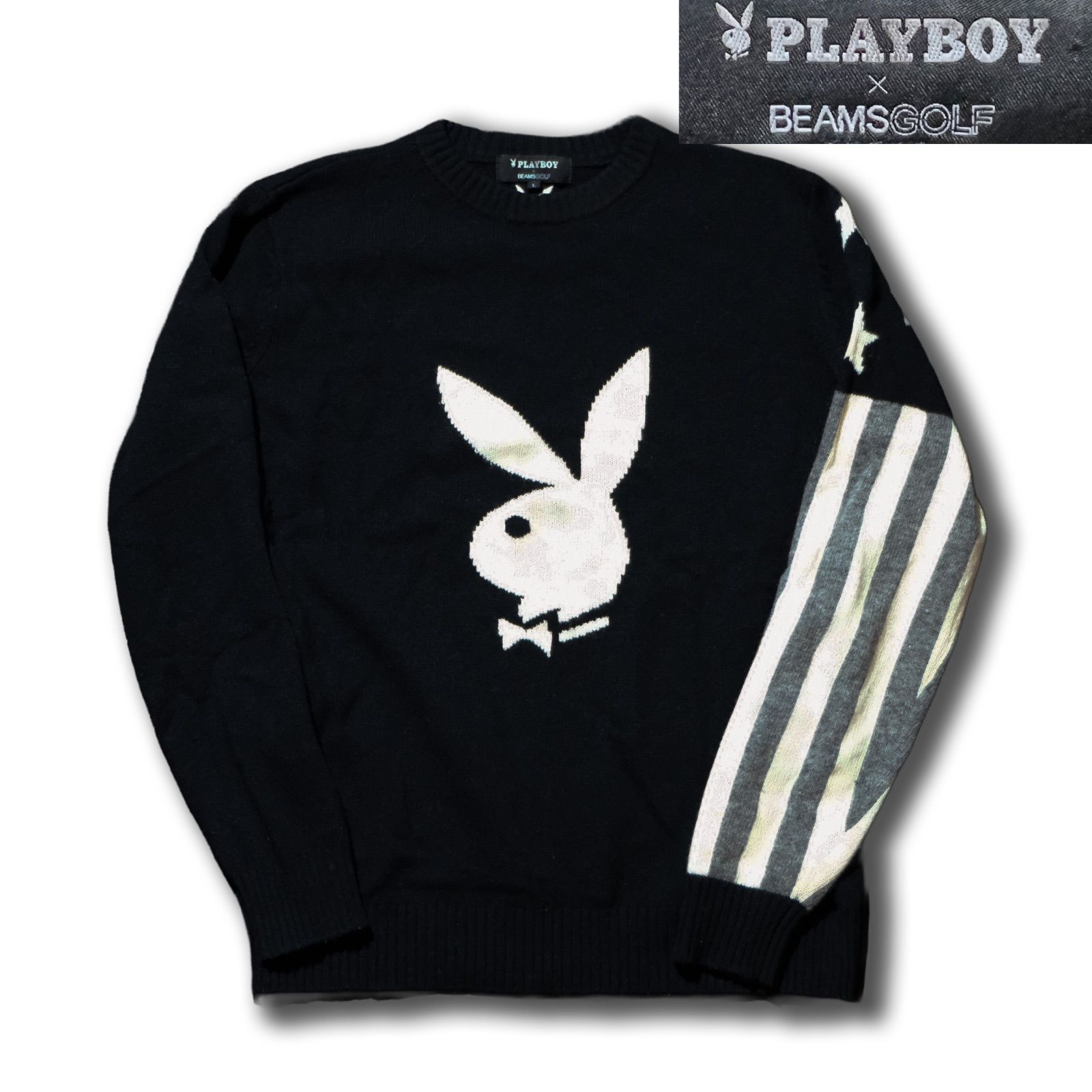 PLAYBOY×BEAMS GOLF クルーネック ニットセーター Lサイズ カットソー
