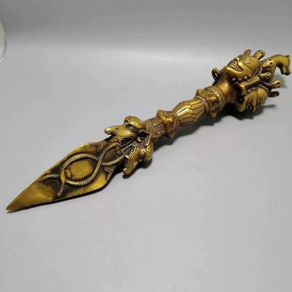 仏教美術 法器 馬頭明王三面普巴杵 降魔杵 辟邪 開運 風水招財 置物