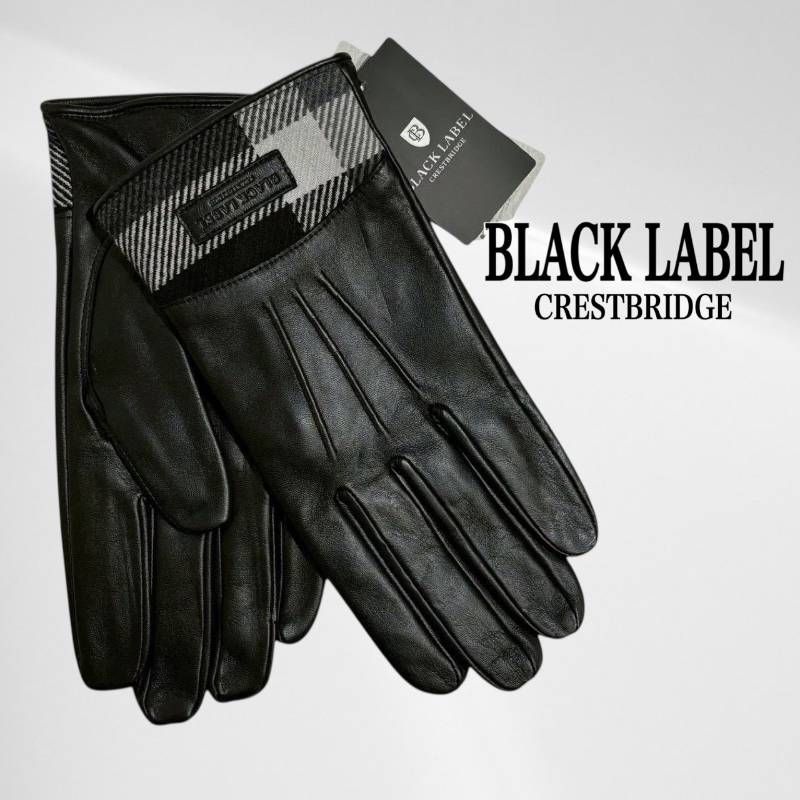美品】ブラックレーベルクレストブリッジ 羊革 手袋 カシミヤ混