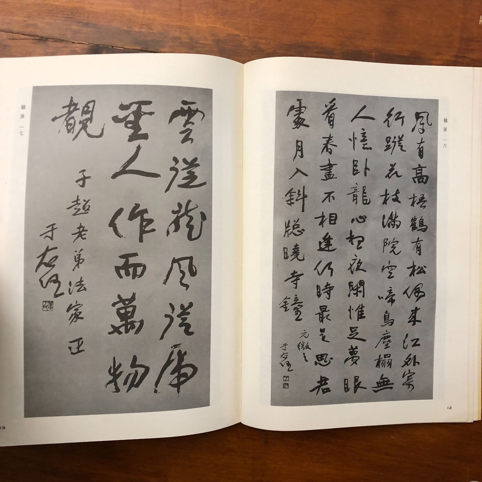 中国書画 掛け軸 于右任 書法 対聯 手書き 行草 四字対聯 装裱済み