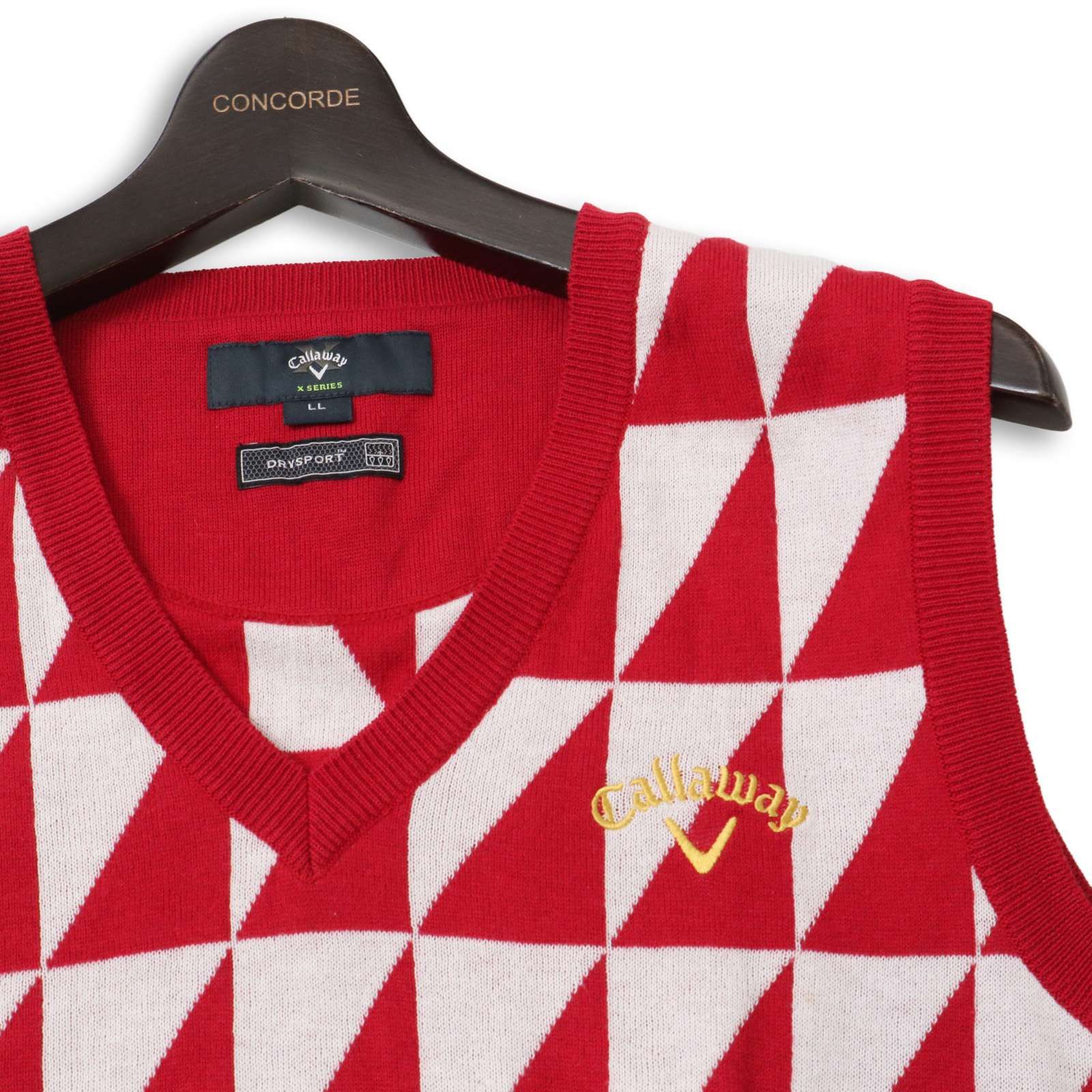 新品 キャロウェイ ニット ベスト アーガイル Lサイズ 赤 新品