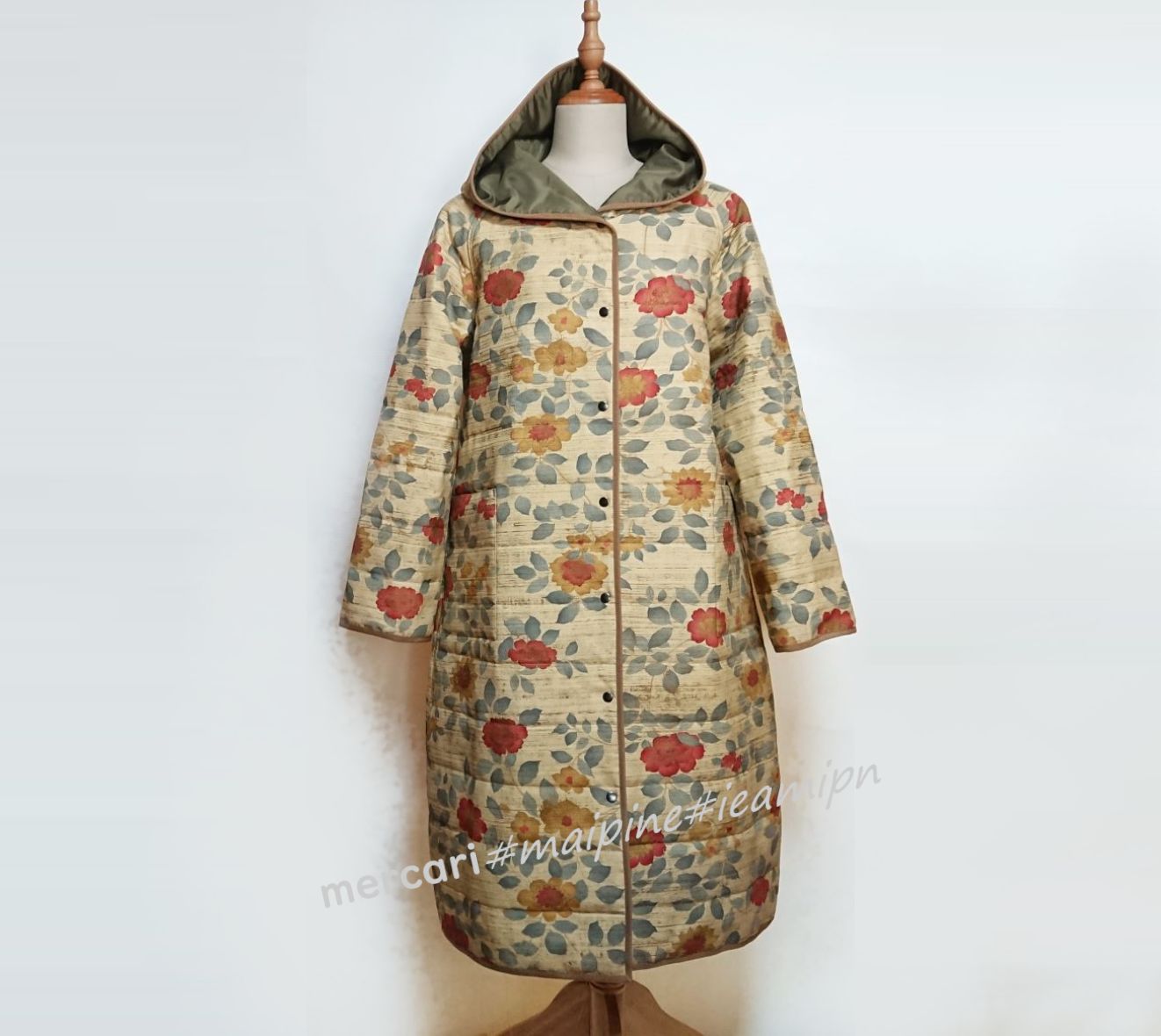 着物リメイク キルティングコンビ/ラグランコート【5139】 着物